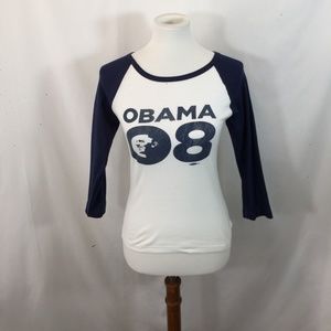 Women's Obama 08 Baseball T-Shirt